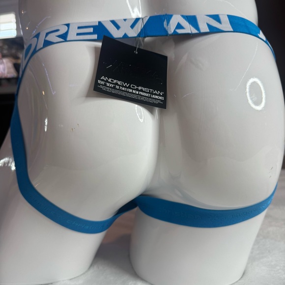 Andrew Christian Blue and Red Jockstrap with Bold Waistband - Picture 2 of 3